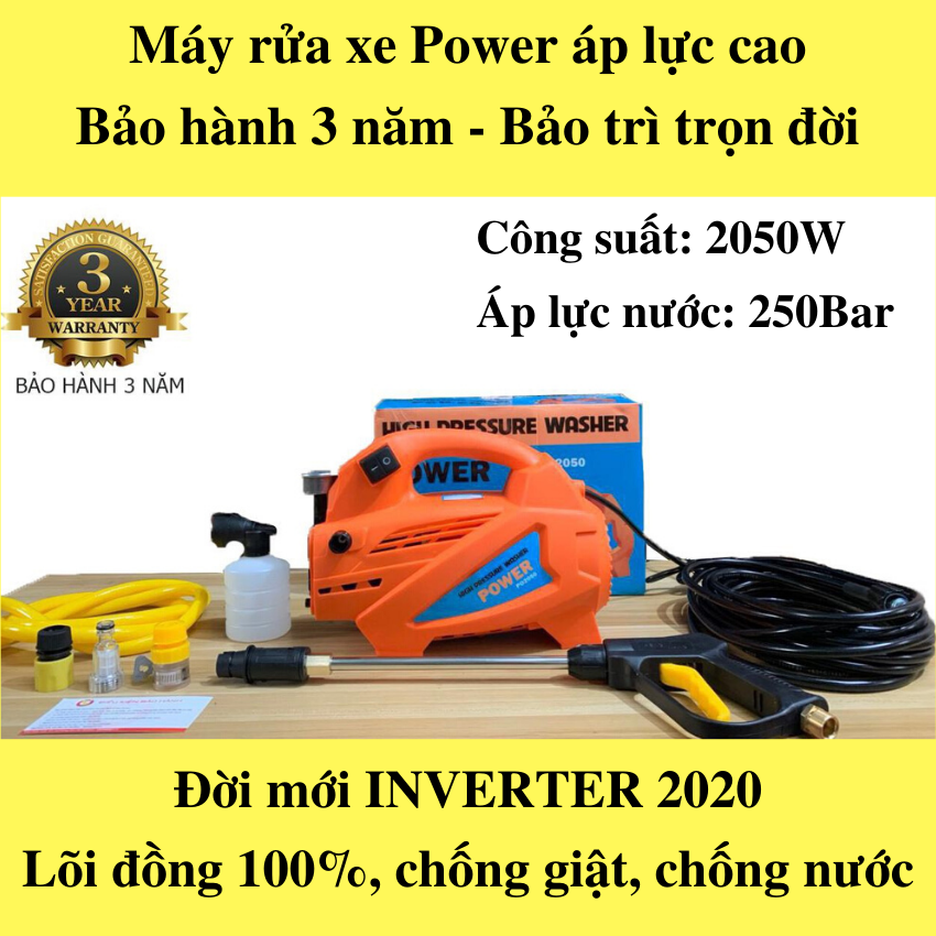 Máy rửa xe mini, máy rửa xe áp cao áp, máy rửa xe đa năng cho mọi gia đình công suất 2050W
