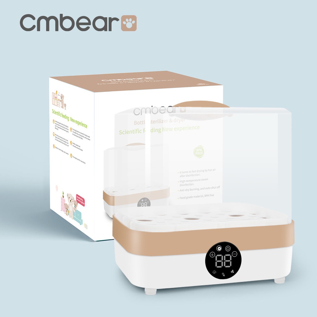Máy tiệt trùng bình sữa sấy khô Cmbear - tiệt trùng cùng lúc 6 bình sữa