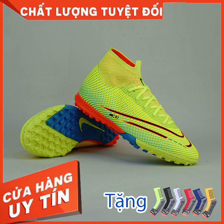 Giày Bóng Đá Mercurial Cổ Cao TF - Đã khâu đế - Tặng kèm tất chống trơn