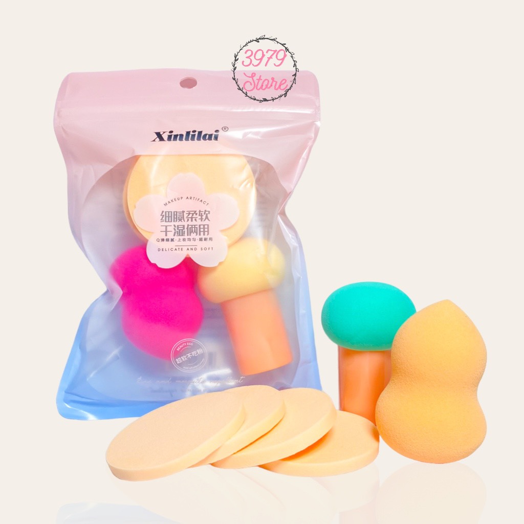 Bộ 6 Mút Trang Điểm Tán Kem Nền Cao Cấp Chính Hãng Xinlilai