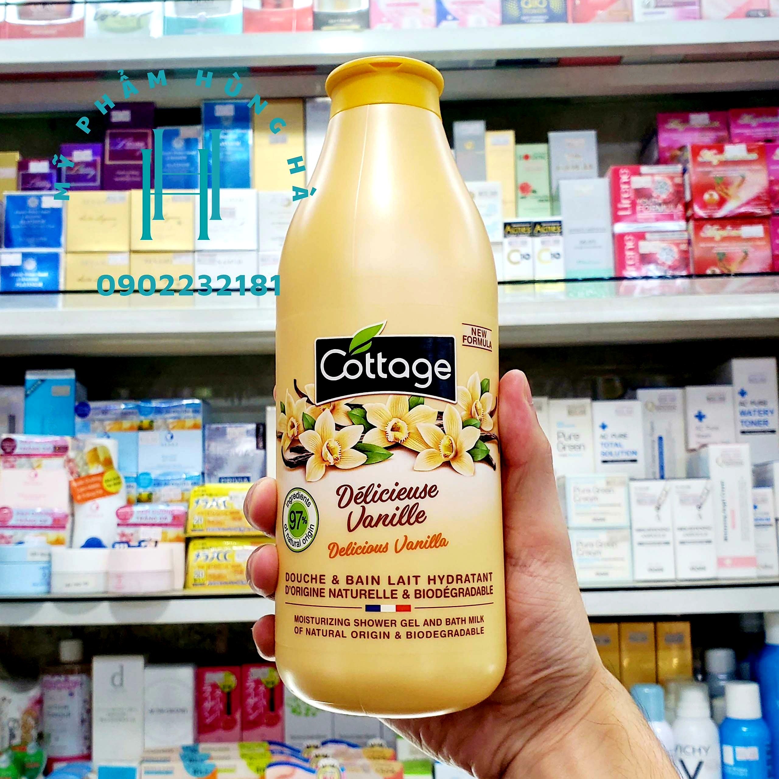 Sữa tắm Cottage, sữa tắm hương Vanilla Pháp 750ml