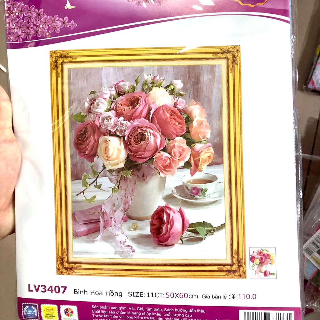 Tranh thêu chữ thập Bình hoa AL21488-Ngọc Thịnh