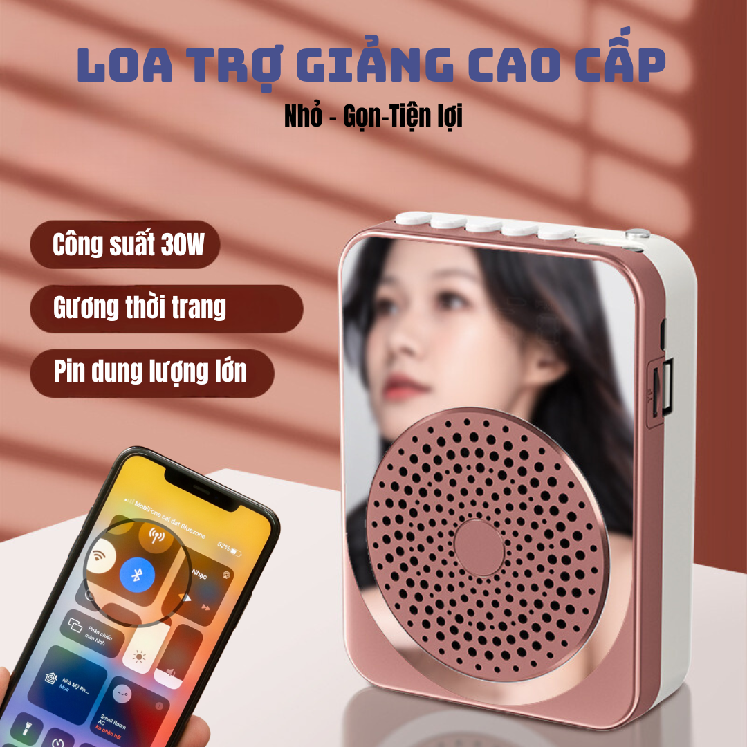 Loa trợ giảng KAW công suất 30W loa trợ giảng không dây hỗ trợ kết nối bluetooth micro nhạy âm thanh to rõ ràng chống hú pin trâu dễ dàng sử dụng