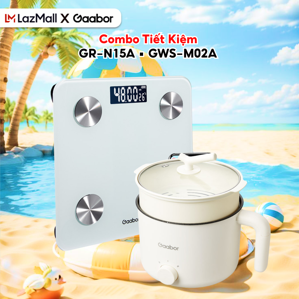 Combo 017 Nồi điện đa năng 1.5L GR-N15A và cân sức khỏe điện tử có app GWS-M02A - Bảo hành chính hãng