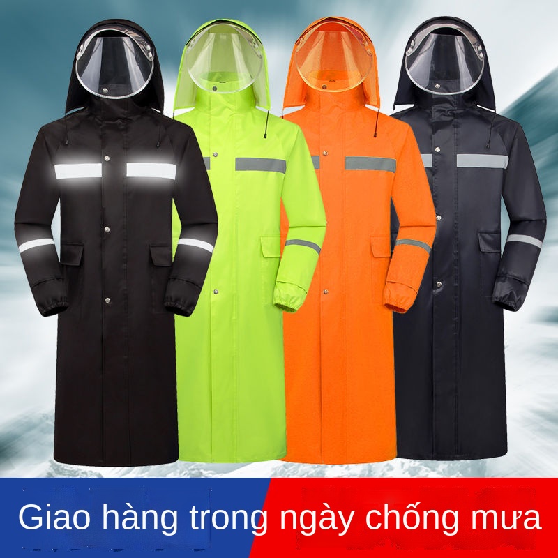 Áo Mưa Dài Toàn Thân Chống Mưa Nam Nữ Dành Cho Người Lớn Mới Poncho Thương Hiệu Áo Khoác Xiêm Phản Quang