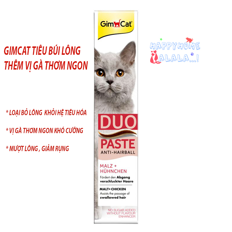 GimCat gel tiêu búi lông Duo Paste Anti-Hairball Malt & Chicken cho mèo
