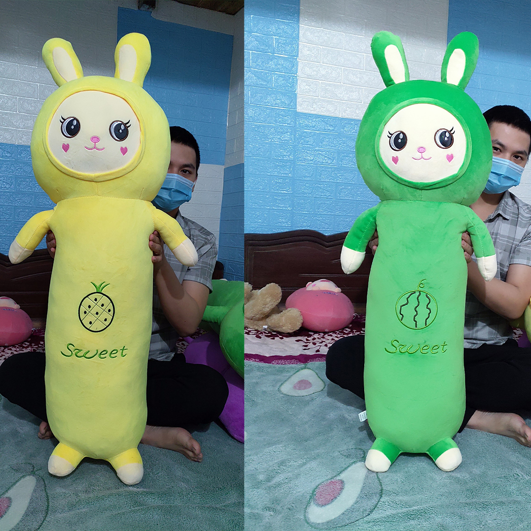 Gối Bông, Gấu ôm Thỏ Hồng, ếch xanh, Bò Sữa đồng (size 1m) bông trắng siêu mềm mịn