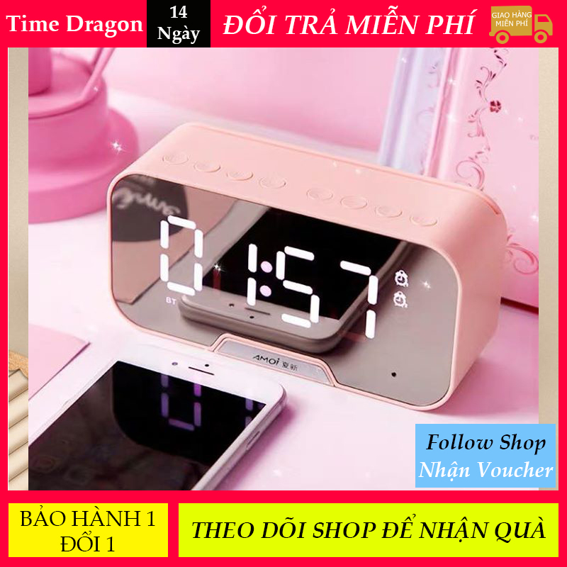Loa Bluetooth Không Dây Yoking D88 Màn Hình Kính Tráng Gương, Hiển Thị Giờ Và Nhiệt Độ Phòng, Làm Đồng Hồ Báo Thức Kiêm Đèn Ngủ Bảo Hành 1 Đổi 1