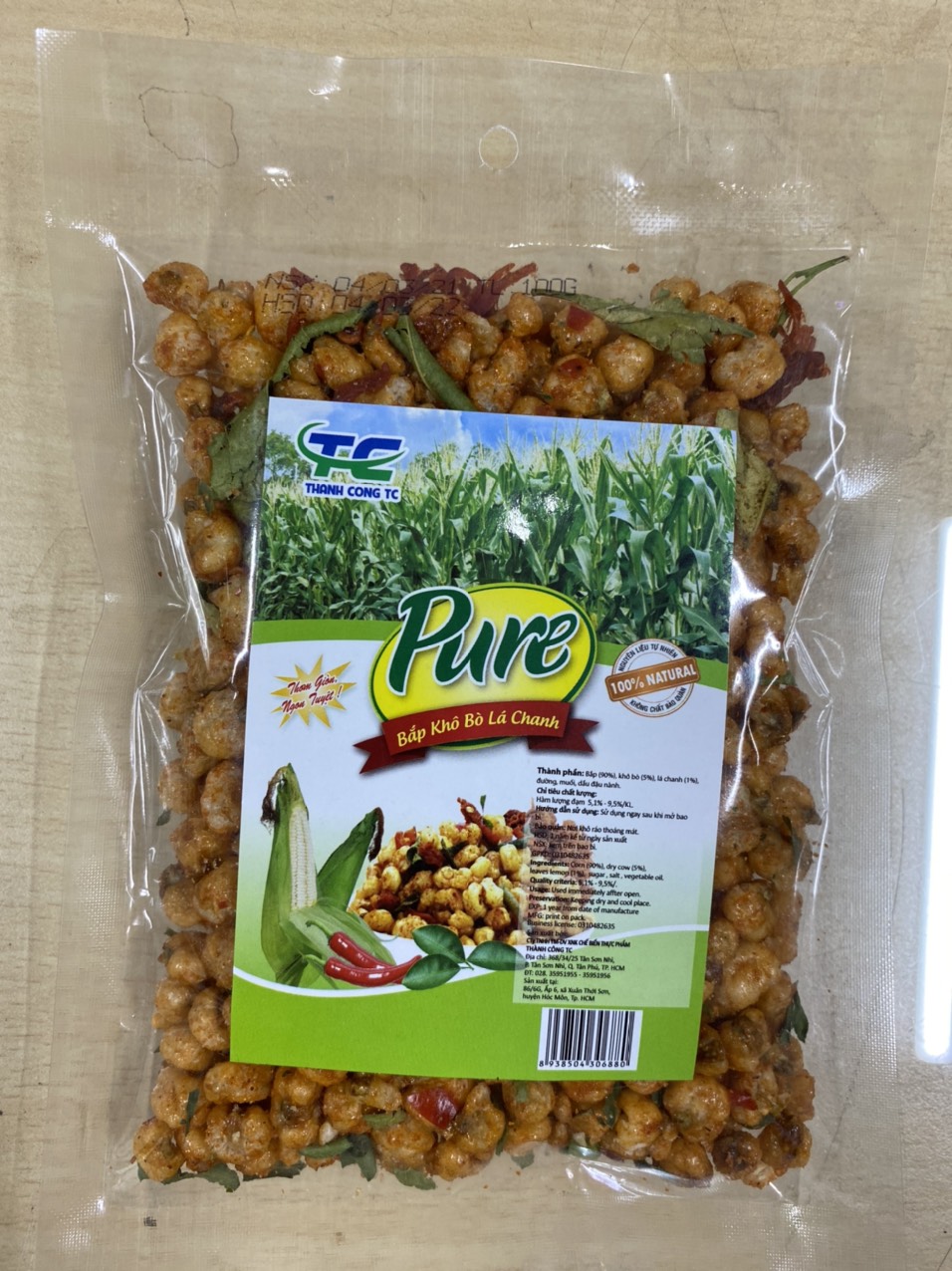 Bắp khô bò lá chanh 100gr