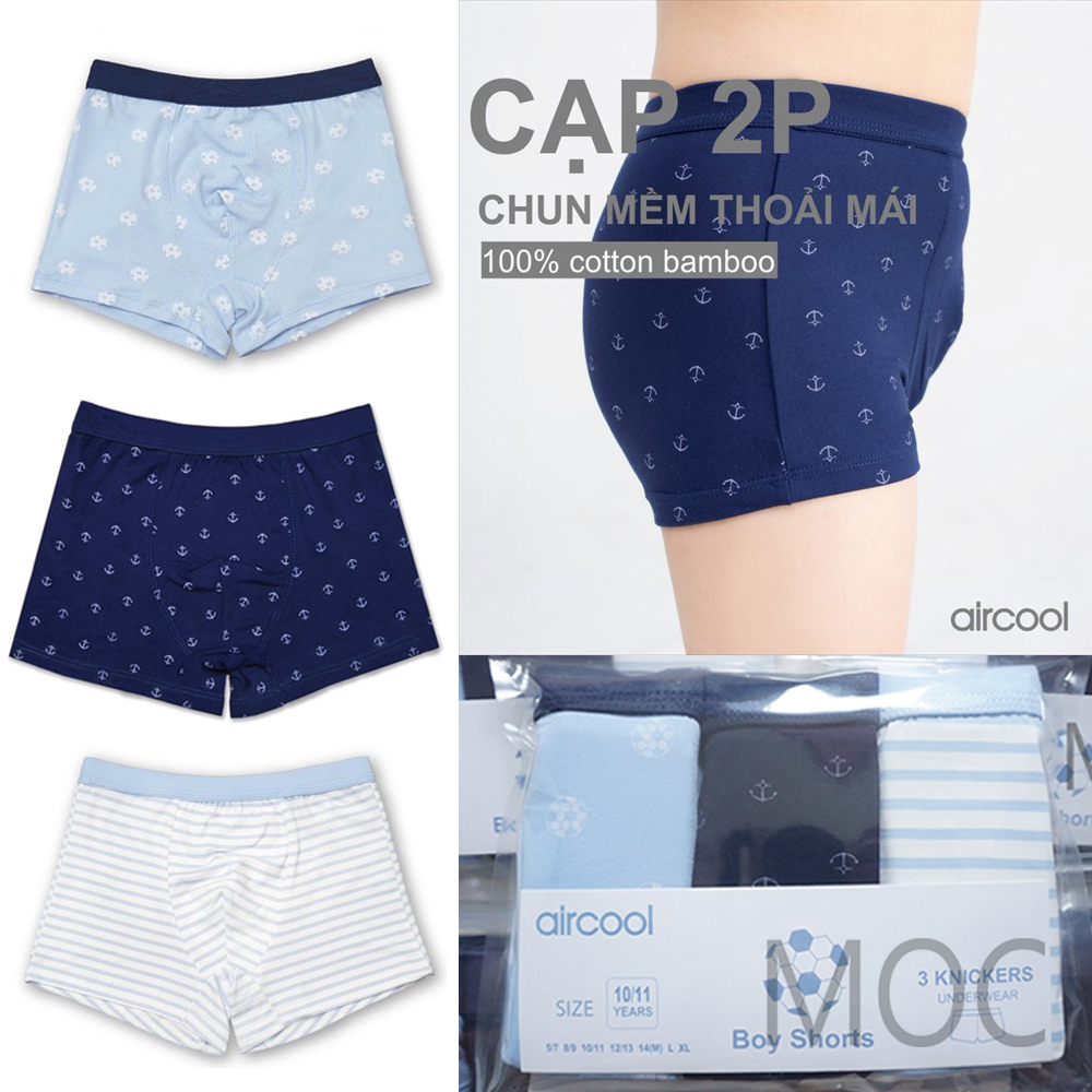 Quần lót bé trai 19-50kg Aircool chính hãng. Quần lót đùi, chip đùi Aircool bé trai size đại, teen.
