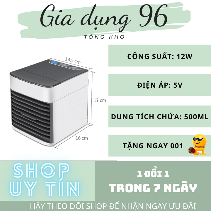 Quạt điều hòa để bàn - Quạt điều hòa mini để bàn - Quạt hơi nước mini để bàn - Quạ phun sương để bàn - 3 chế độ gió, giữ ẩm & làm mát