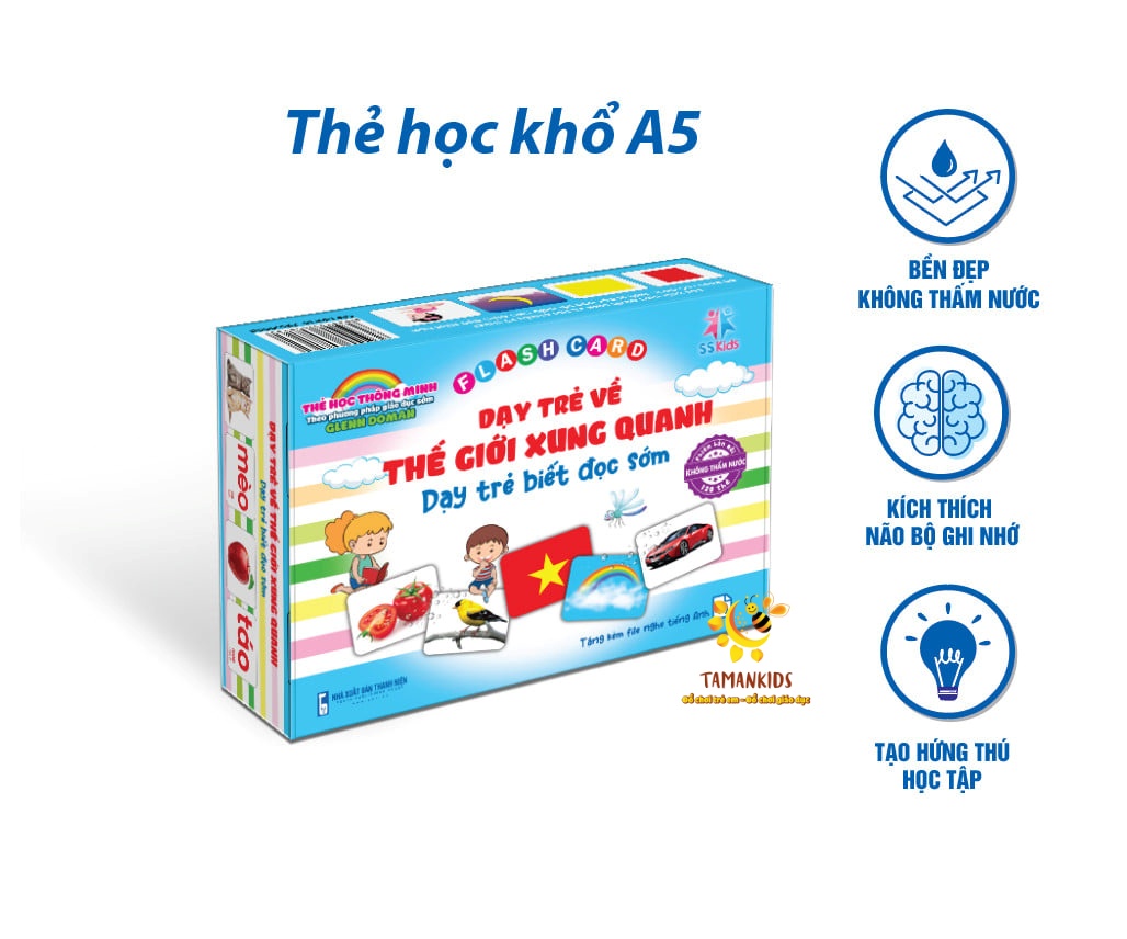 Bộ Thẻ Học Thông Minh Cho Bé Cỡ To a5 Flashcard Cho Bé Kích Thước 15*21cm, 16 Chủ Đề, 120 Thẻ Kèm File Nghe- Thẻ không thấm nước, ko dễ rách an toàn giúp bé phát triển ngôn ngữ và nhận biết thế giới xung quanh, thể học thông minh