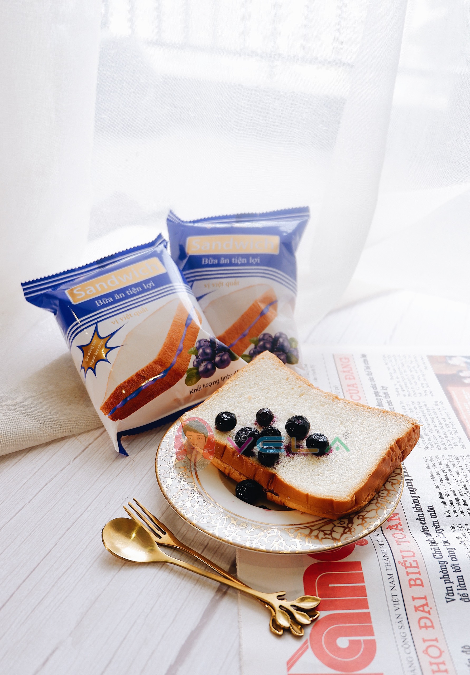 [ COMBO 5] Bánh Mì Tiện Lợi Việt Quất VELA - Thơm Ngon Mềm Béo Vị Sữa