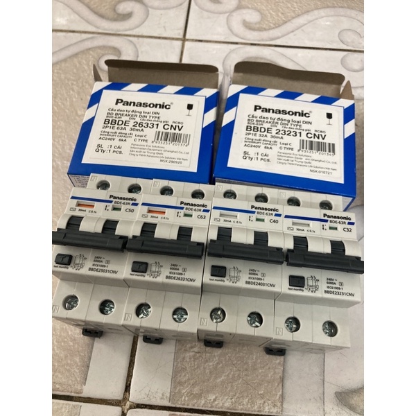 Panasonic - cầu dao chống giật panasonic 2p 2 pha 2 tép 20a 25a 32a 40a 50a 63a panasonic