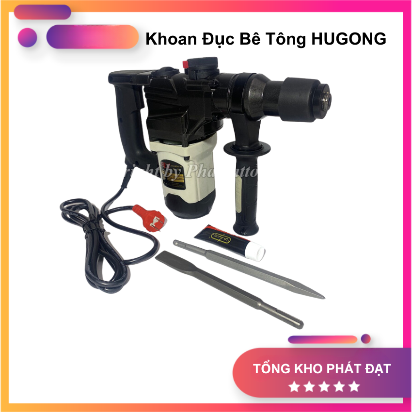 Máy Khoan Đục Bê Tông HUGONG 555 Công Suất 1050W Lõi Đồng Khoan Gỗ Sắt Tường Gạch - Bảo Hành 6 Tháng