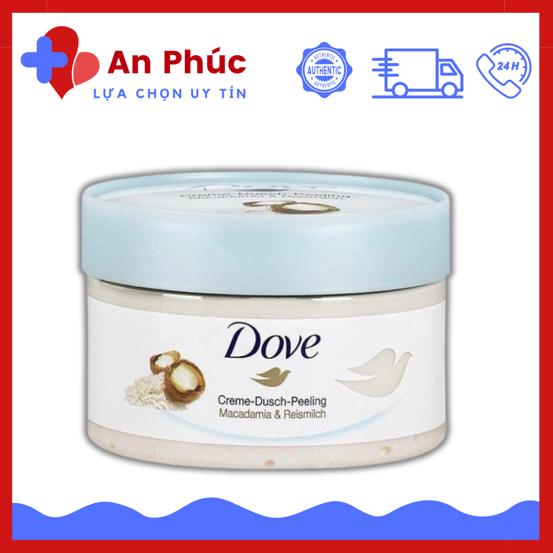 Tẩy da chết Dove Macca bản Đức, Kem tẩy tế bào chết Dove bản Đức Macca Dove Exfoliating Body Polish