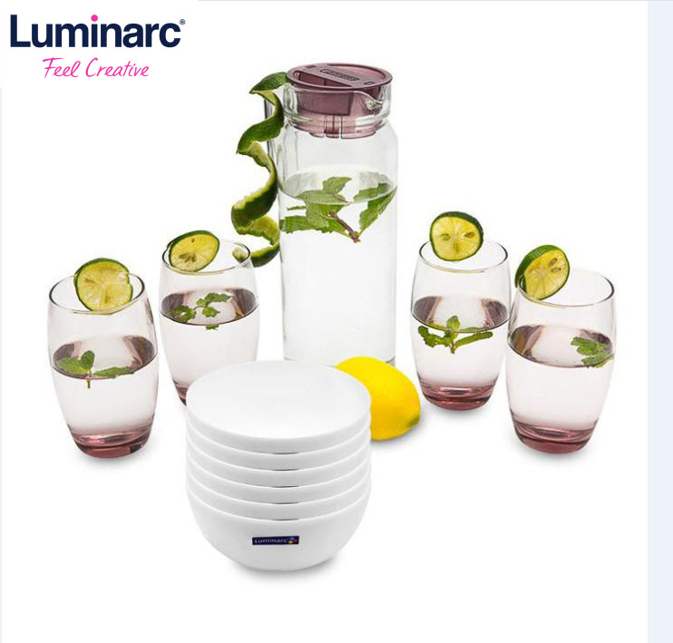 Combo bàn ăn Bộ bình ly 5 món và bộ 6 chén 12cm Diwali