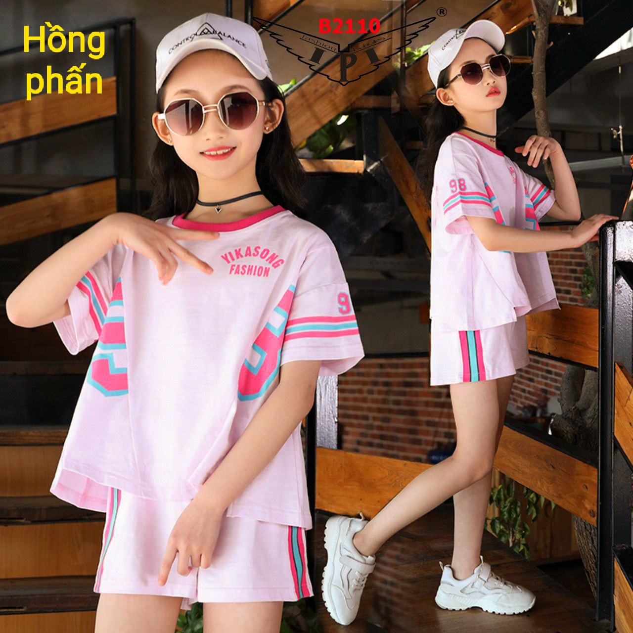 Bộ short bé gái số 9 cách điệu xinh xắn - 5 màu - Hàng VNXK