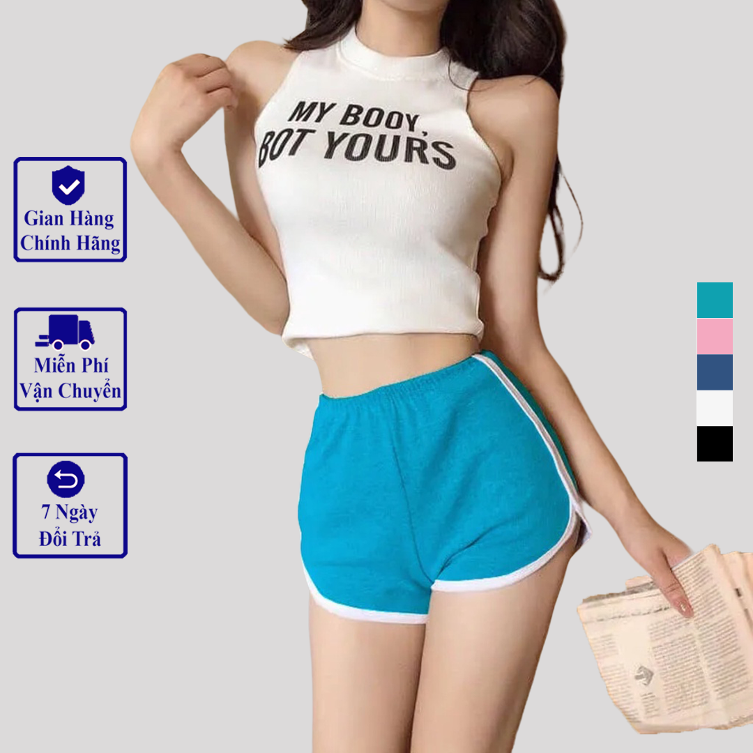 Quần short nữ trơn phối viền madela , quần đùi ngủ nữ mặc nhà phối viền cá tính 100% cotton bozip