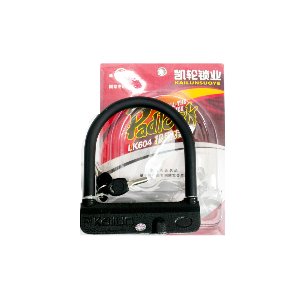 Khóa chữ U báo động chống trôm - Khóa chữ U PadLock LK605 - Thiết kế công tắc bật tắt tính năng còi báo động, còng chữ U bọc nhựa chống trầy cho xe