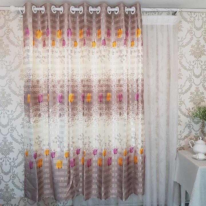 Rèm Cửa Sổ may sẵn -  Vải gấm in cao cấp - Họa tiết thiết kế riêng - Một Tấm 170x200 cm - Khoen Lỗ Cao Cấp R7-16