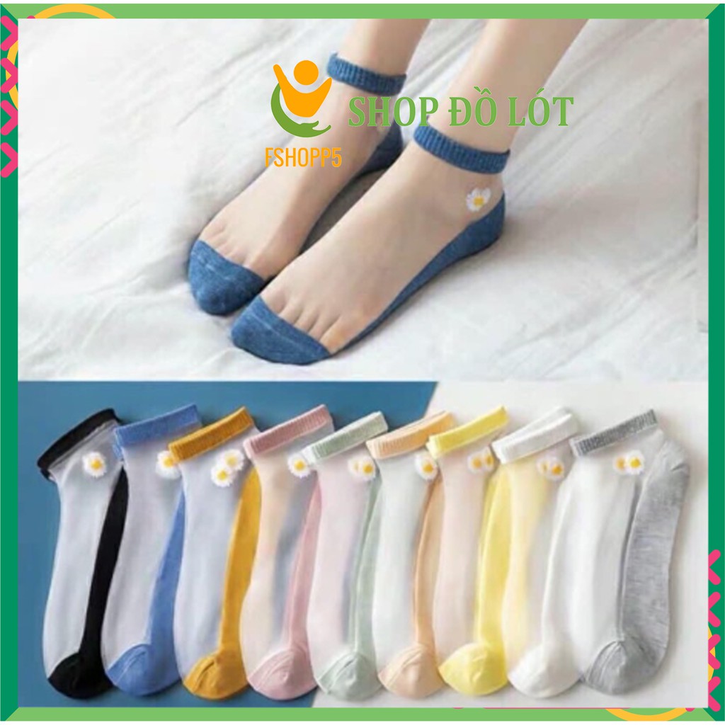 [Túi 10 đôi] Tất lưới hoa cúc cổ ngắn hàn quốc Vớ chân nữ phối ren cute nhiều màu đẹp