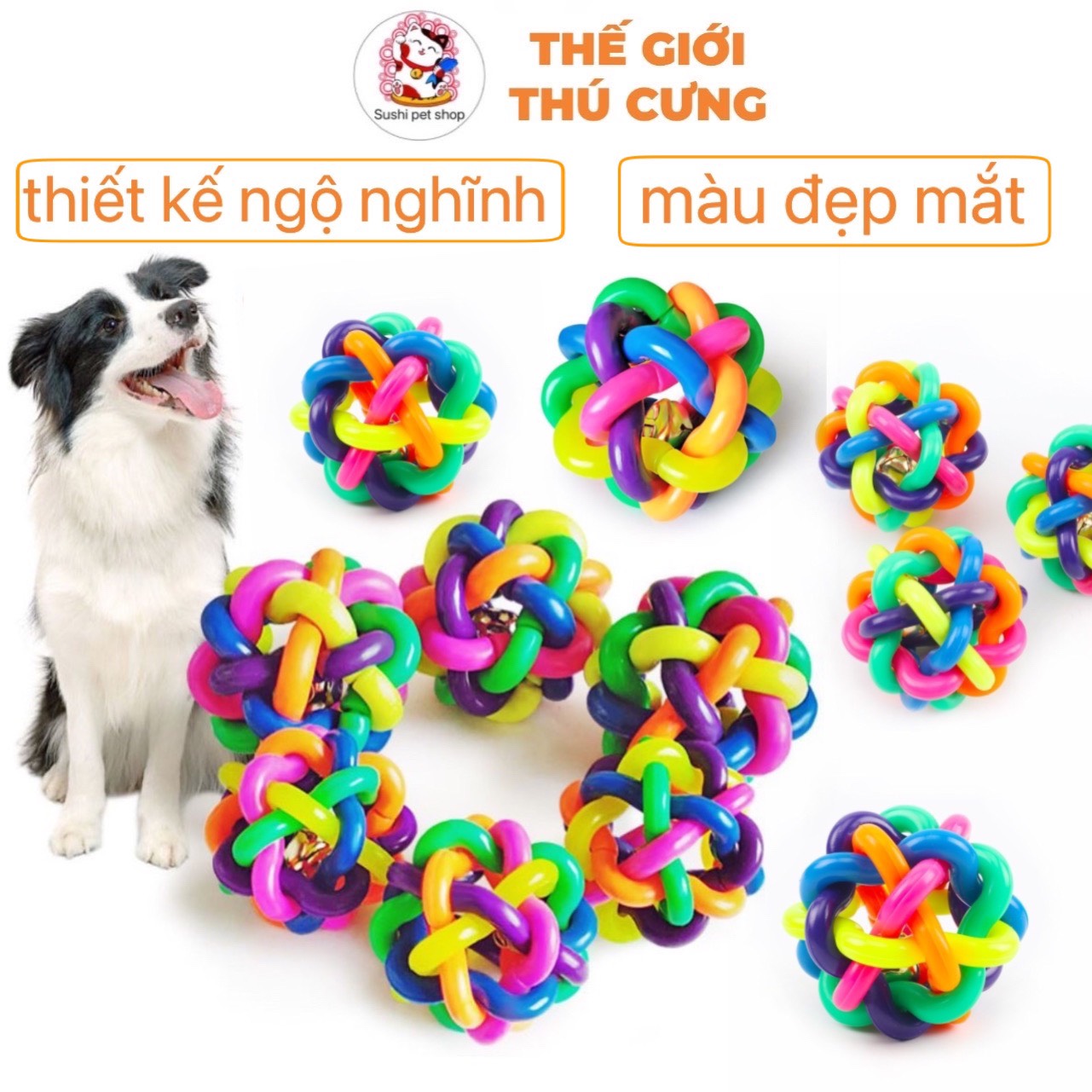 Bóng chuông đồ chơi cho chó mèo thú cưng 7 màu - Đồ chơi chó mèo