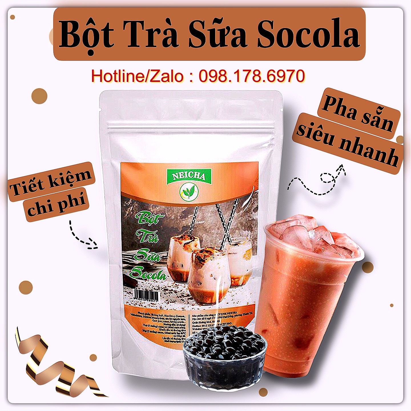 Trà sữa vị socola pha sẵn siêu nhanh thơm ngon, đúng vị. gói lớn siêu tiết kiệm.