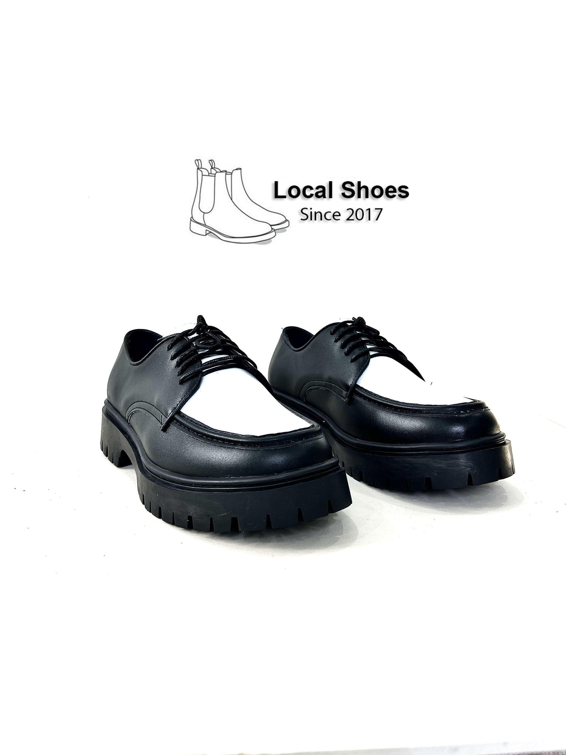 Chunky Derby Black White, giày Chunky Derby Nam Đen Trắng D04