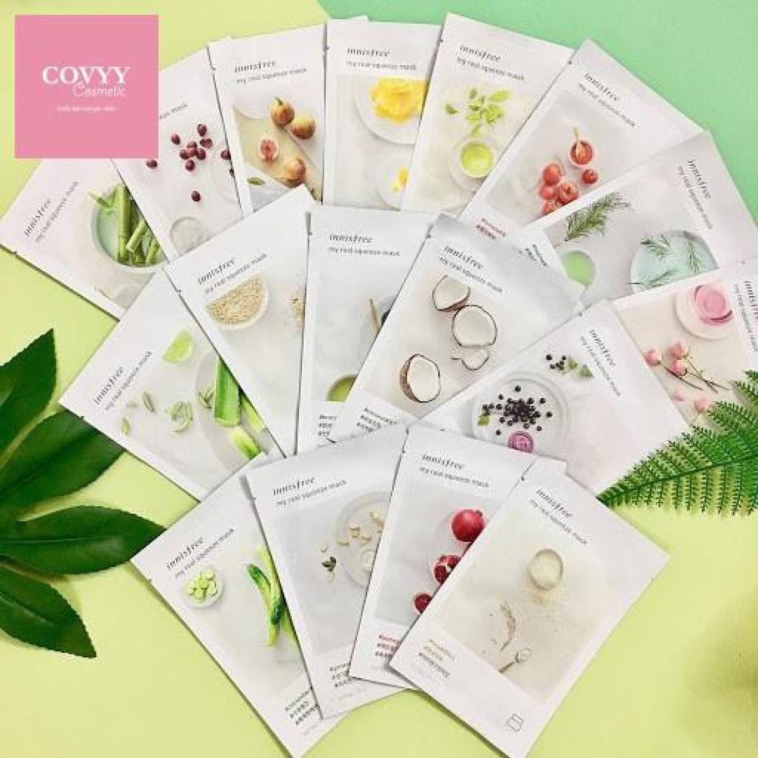 Mặt nạ giấy innisfree 18 vị - freeship - dưỡng ẩm & làm trắng da.