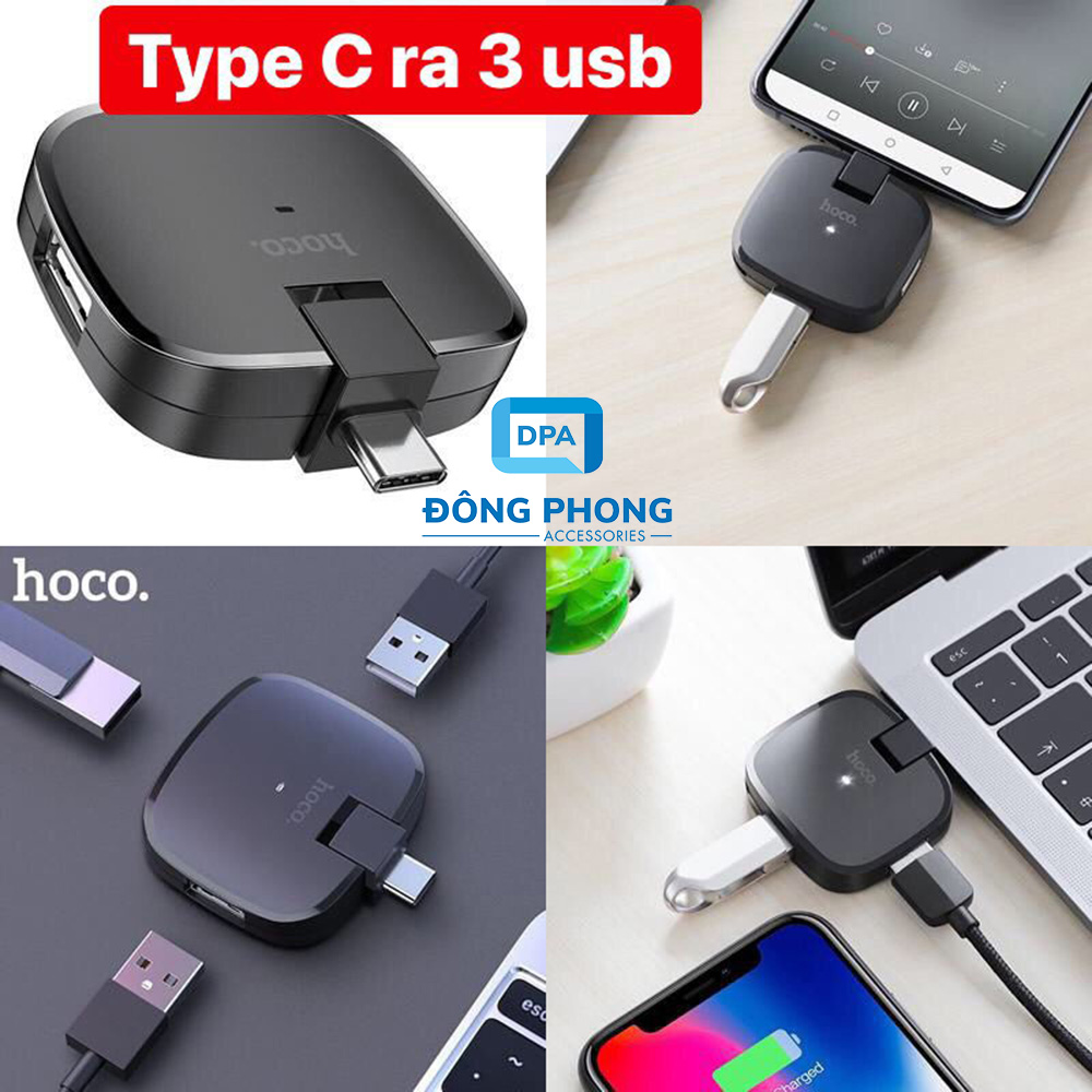 Hub chuyển cổng type c ra usb hoco hb11 chính hãng