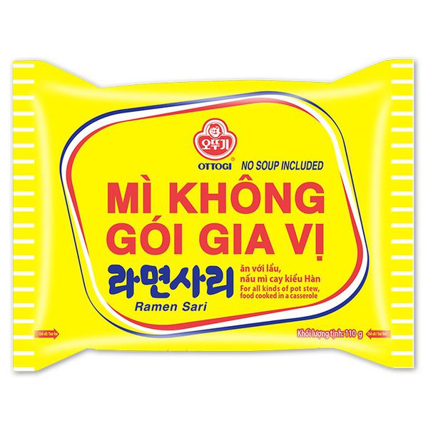 Combo 5 gói mì không gói gia vị ottogi gói 110g - mì ăn lẩu - mì xào