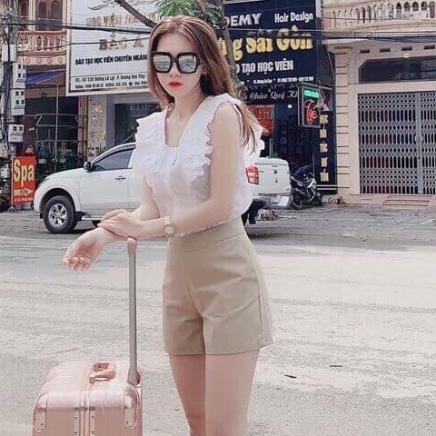 Sét bộ đùi áo kiểu phối bèo Thời Trang Nữ [ Dáng Xinh Fashion ] Phù Hợp Đi Tới Sự Kiện Tiệc Đi Chơi Phố