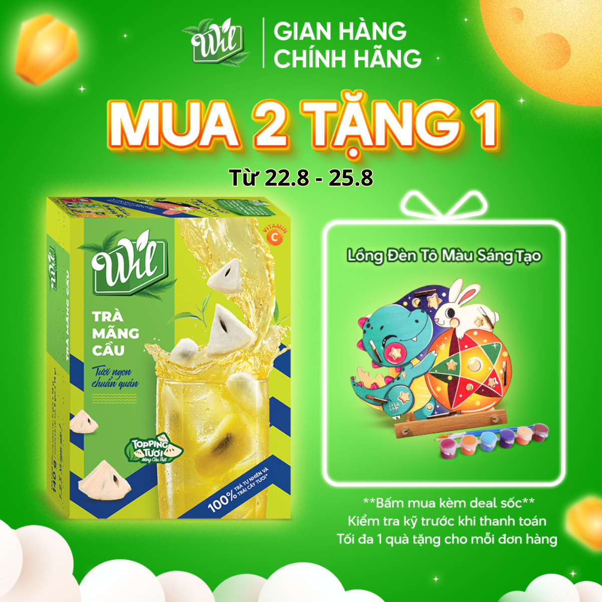 Trà mãng cầu Wil có topping mãng cầu tươi hộp 140g