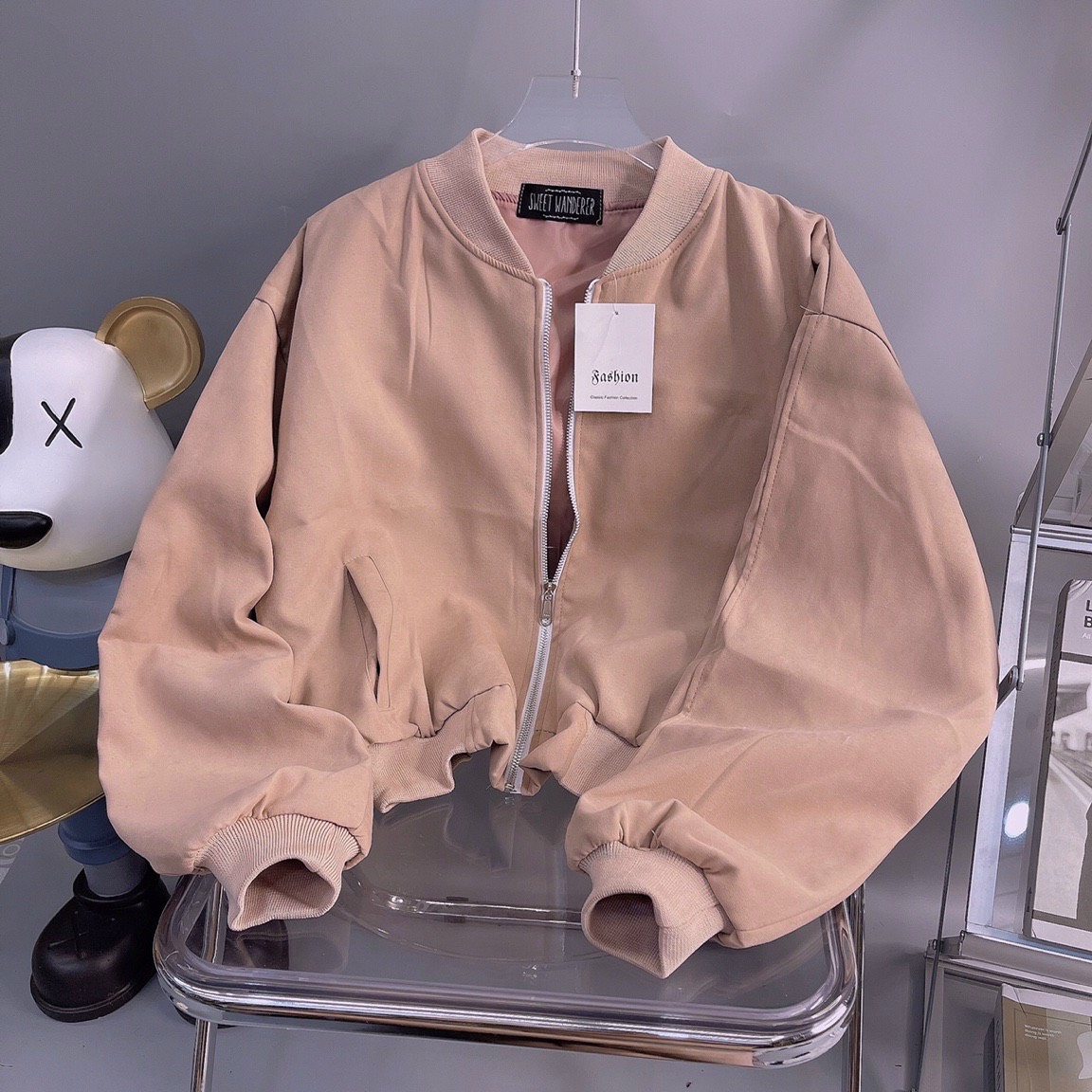 Áo khoác da lộn bomber mẫu mới