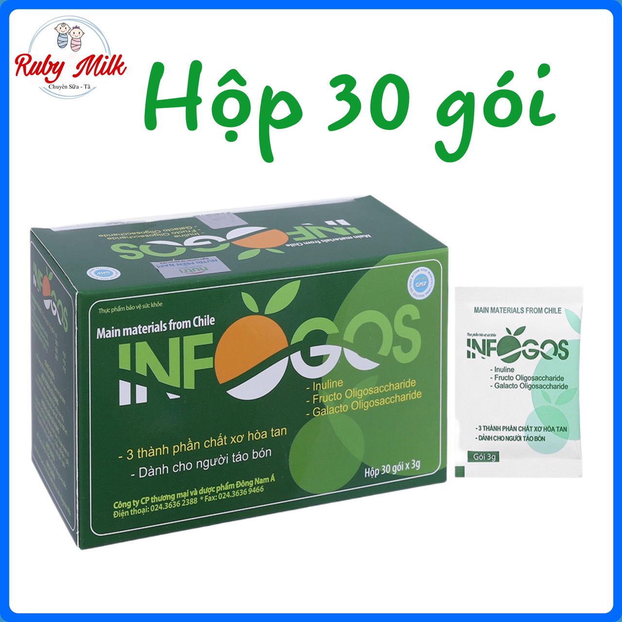 Bột chất xơ hoà tan Infogos hỗ trợ giảm táo bón hộp 30 gói x 3g