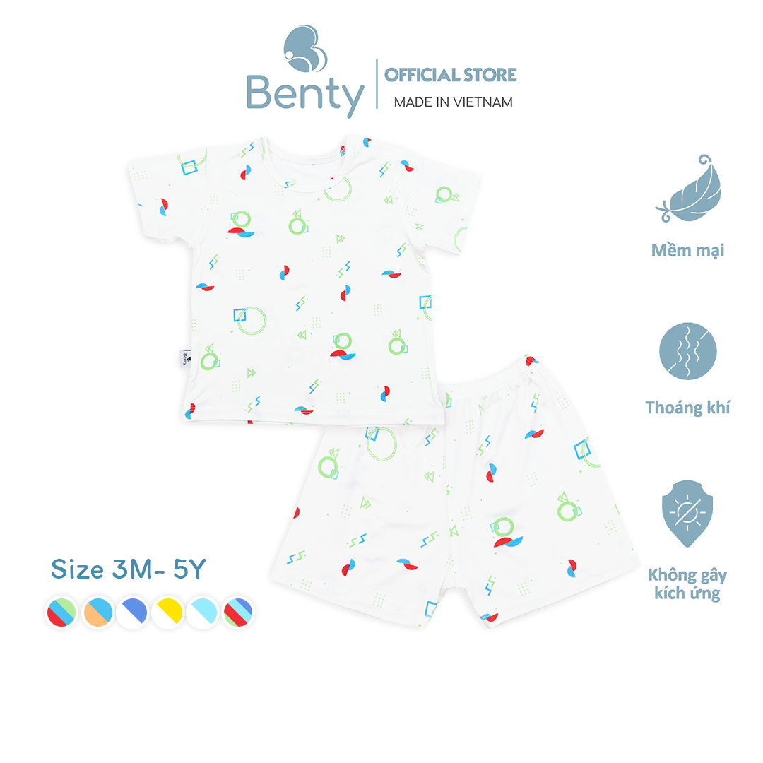 Cộc tay cài vai full họa tiết BENTY cotton mềm mịn mát