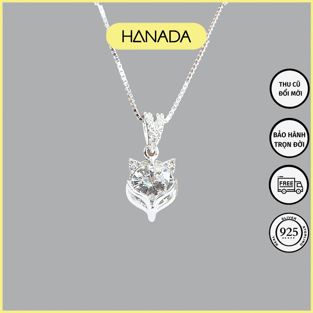 Dây chuyền Bạc 925 Mặt Hồ Ly Vòng Cổ Đá Lấp lánh Dây Nhuyễn Thanh Mảnh Mang Nổi Bật Sang Trọng