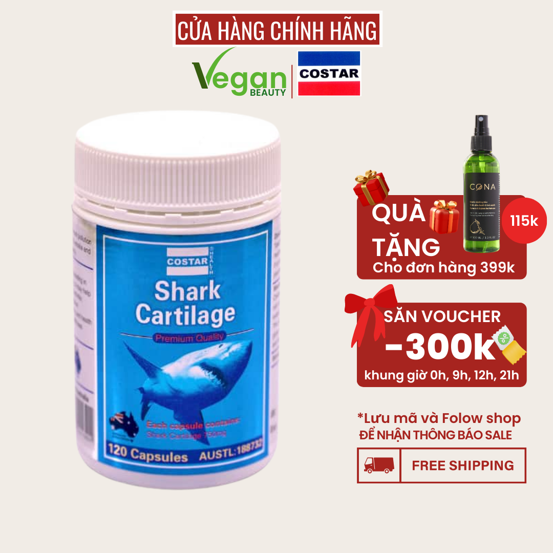 Sụn Cá Mập SHARK CARTILAGE 750mg  giúp HỖ TRỢ XƯƠNG KHỚP - Costar 365 viên