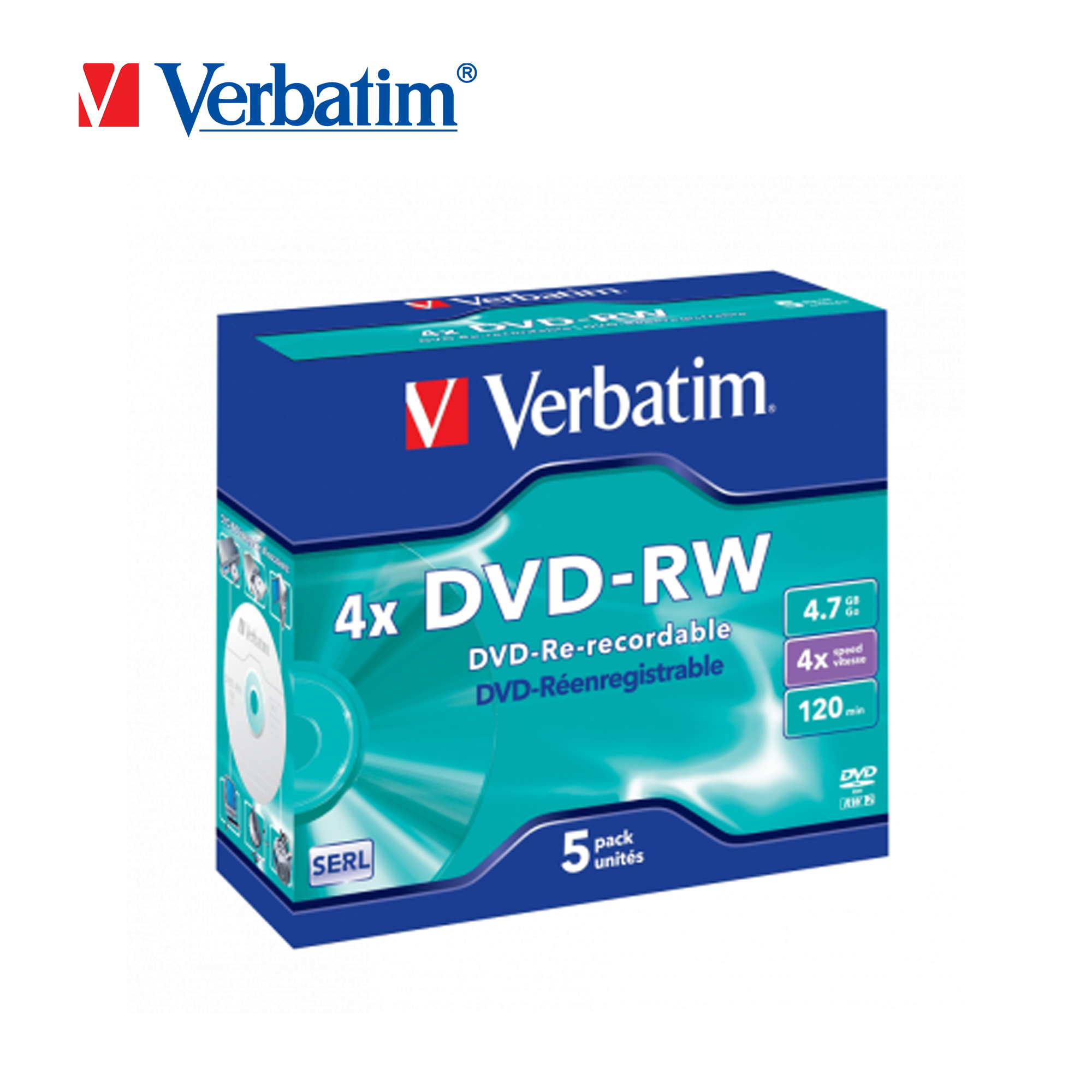Đĩa verbatim dvd-rw 4.7gb 4x 5pk jc