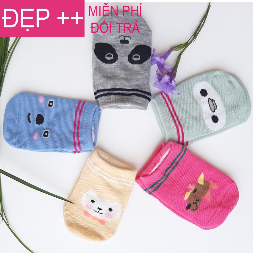 [Hoàn Tiền 15%] [Combo 5] Set 5 đôi tất trẻ em ponikids hình thú ngộ nghĩnh cho bé(có chống trượt - túi zip)