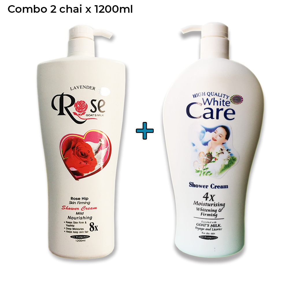 [HCM][ Combo 02 Chai ] Sữa tắm ROSE 8x 1200ml + Sữa tắm Dê White Care 4x 1200ml Chai to khổng lồ. (Date : 01/2023) Healthy Food House
