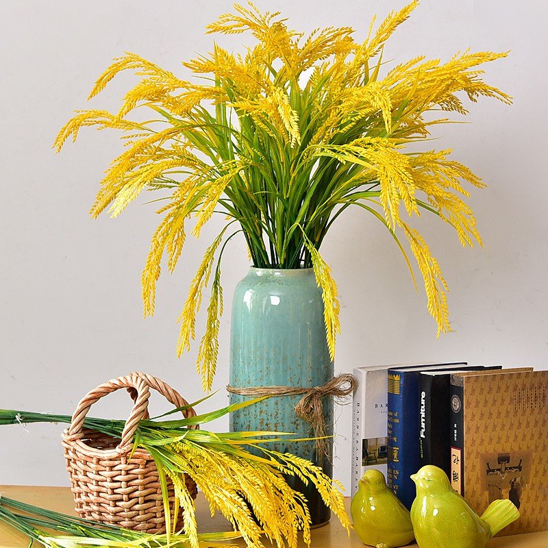 Bông lúa giả Havi 40cm cành 5 nhánh trang trí giống thật, sung túc ấm no