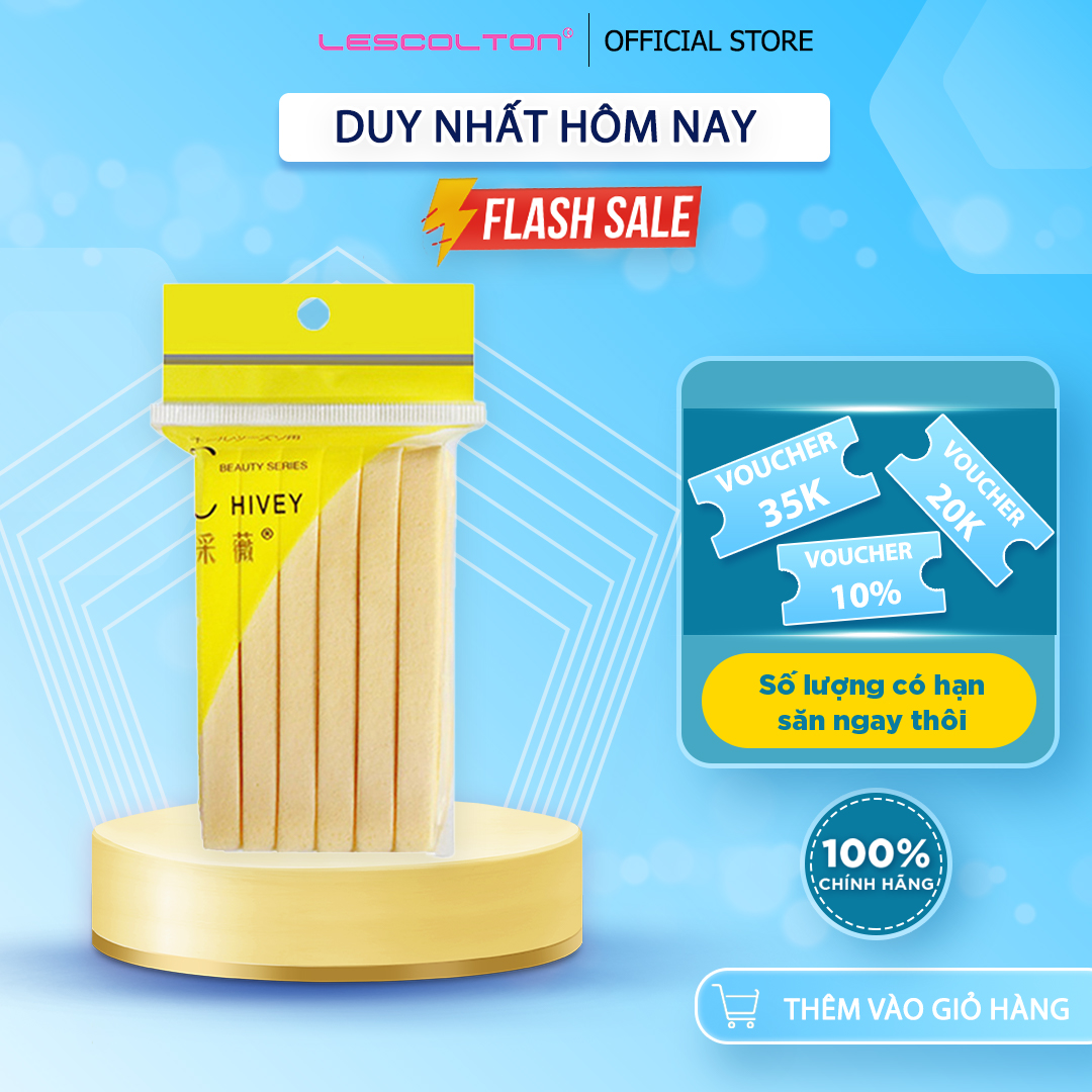 Mút trang điểm LESCOLTON, miếng mút rửa mặt trang điểm dạng nén bọt biển chuyên dùng cho Spa, thẩm mỹ viện