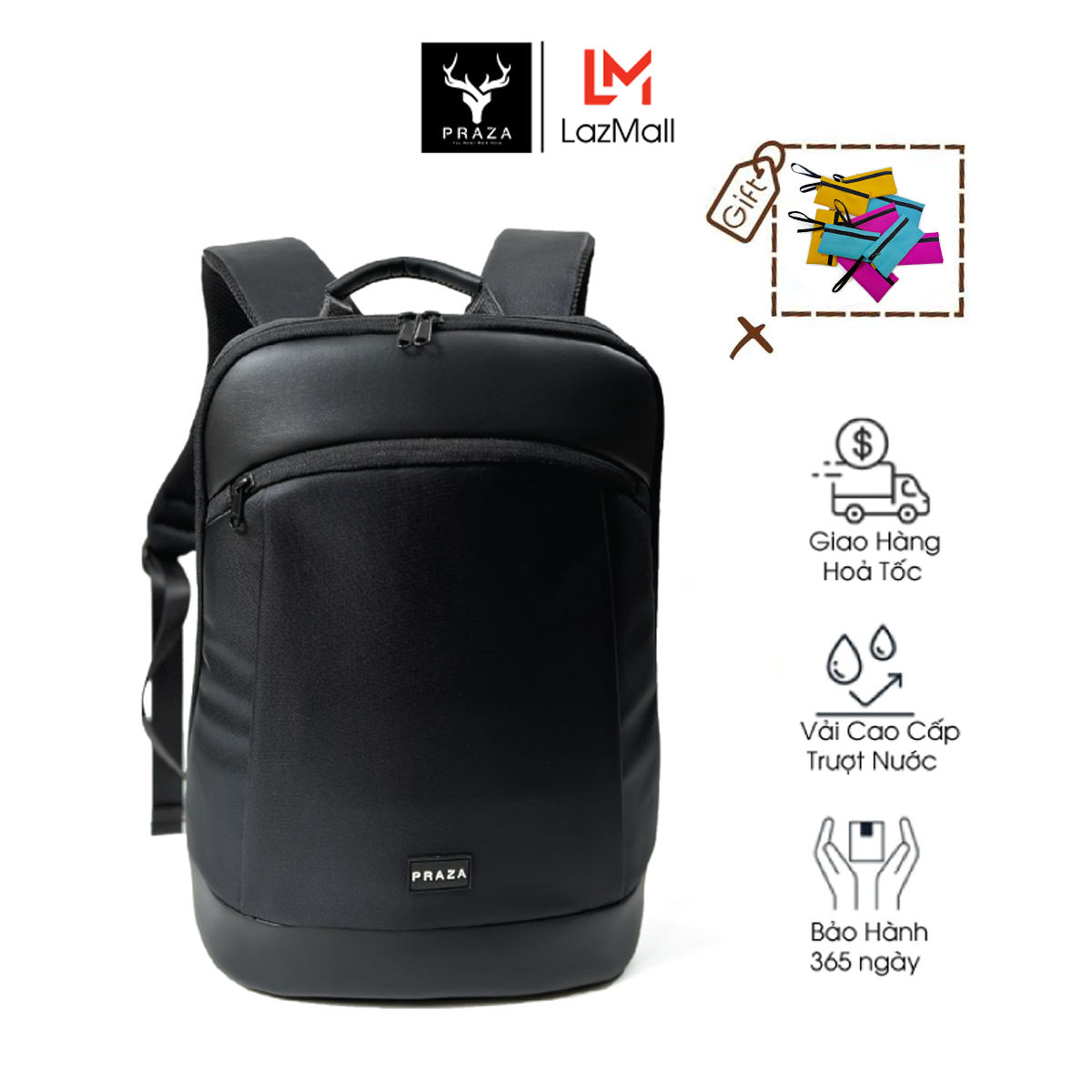 Balo Laptop Premium Siêu Mỏng Nhẹ Đựng Vừa Laptop 16inch PRAZA + (tặng ví phụ kiện V09) - BL204