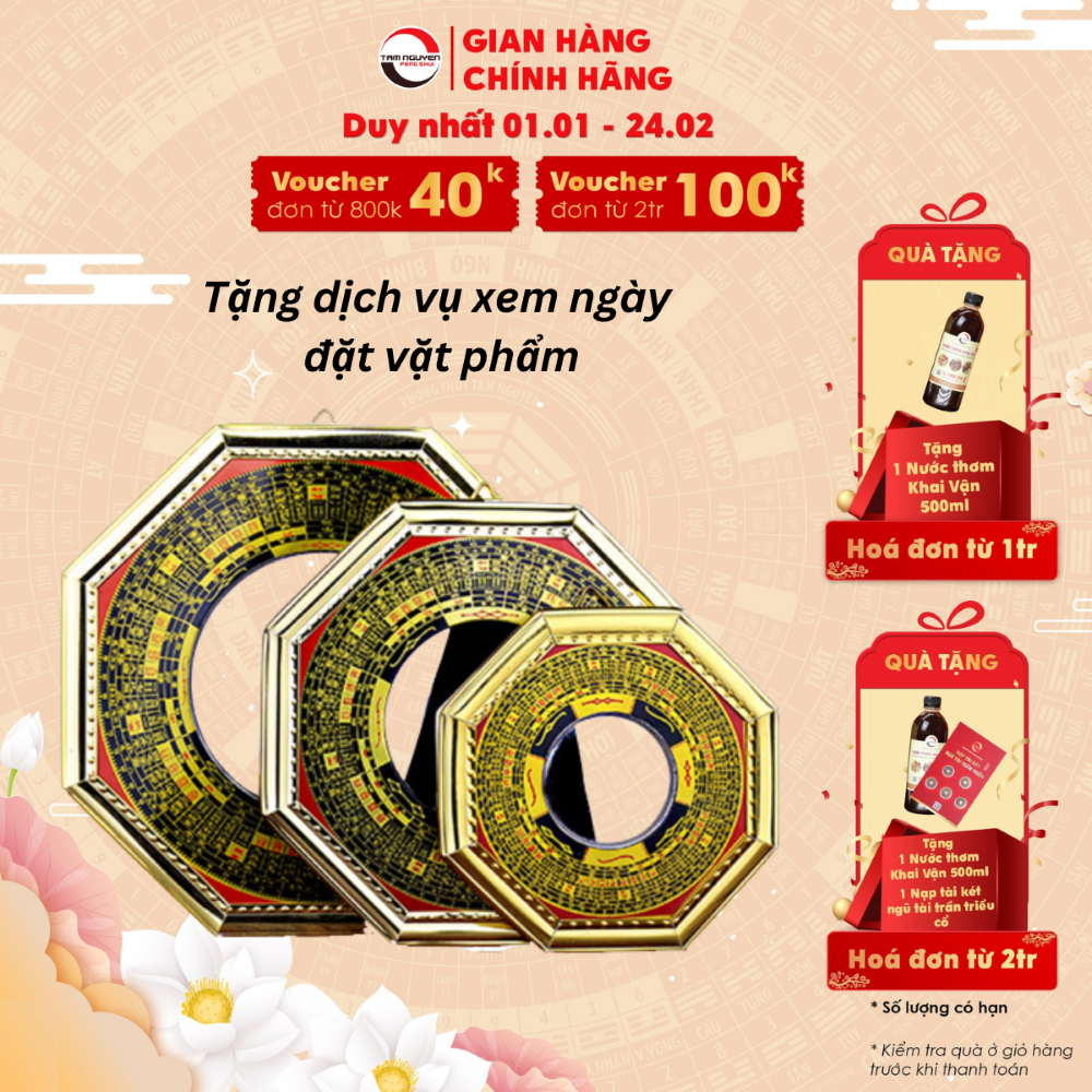 Gương bát quái La Kinh phong thủy trấn trạch - Phong Thủy Tam Nguyên - Hoá giải sát khí, từ tà xua đuổi - Gương bát quái lồi