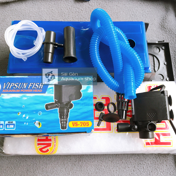 Trọn Bộ Máy Bơm 15W VS-705, Cho Hồ Cá Cảnh 60-80cm, Đầy Đủ Dây Ống, Máng Lọc, Bông Lọc, Về Xài Ngay