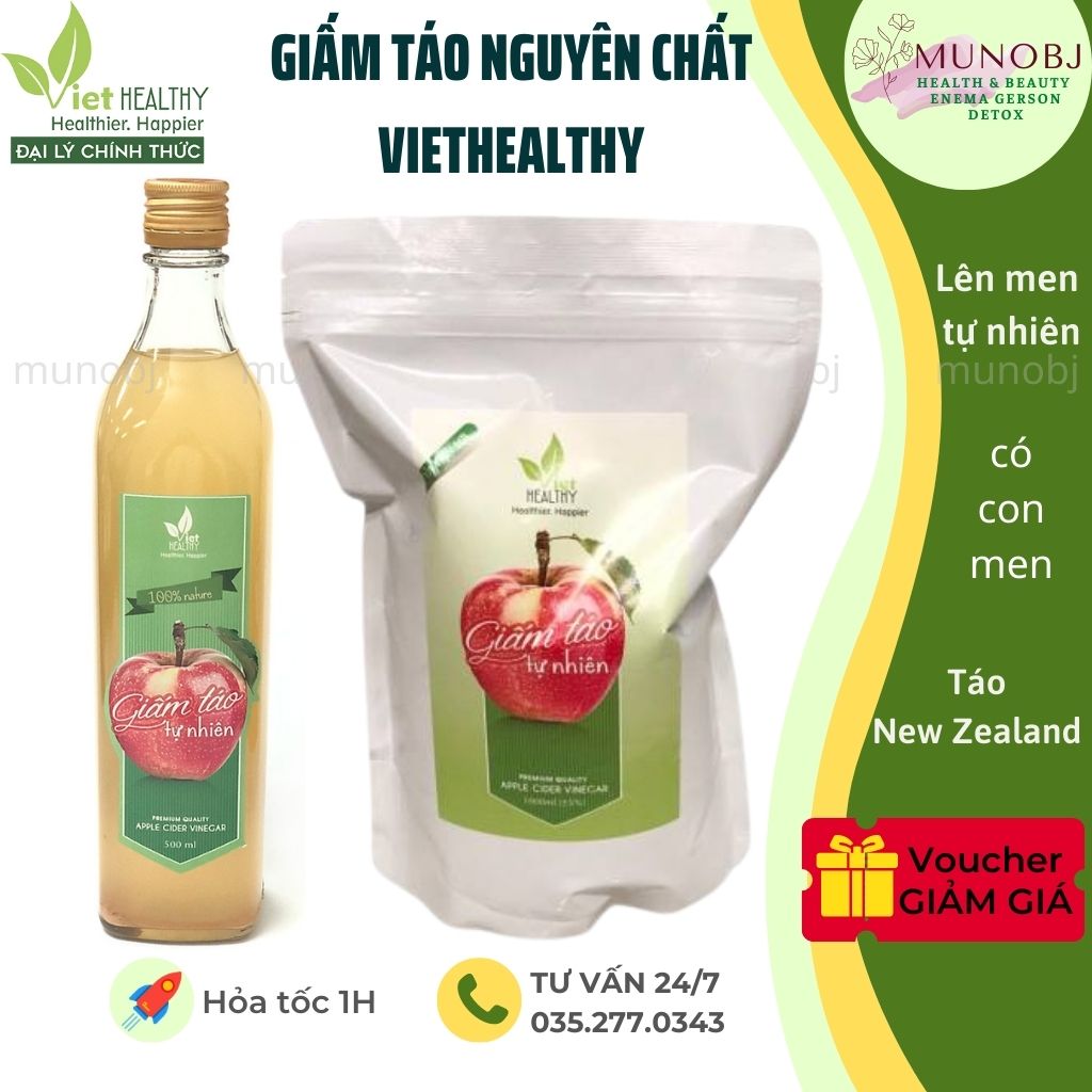Vinegar Apple pure organic Viethealthy 500ml & 1L