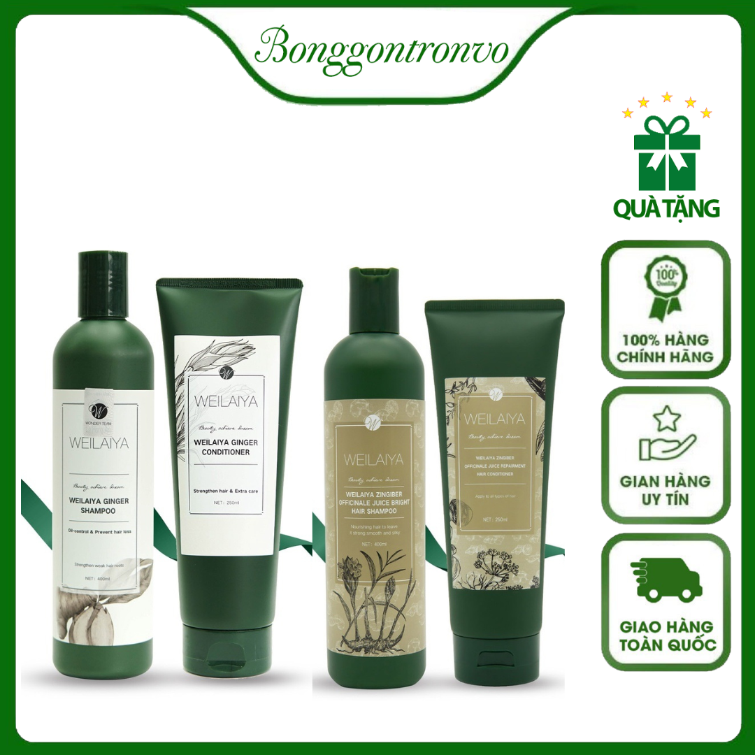 Set Dầu Gội Weilaiya Shampoo Ginger & Zingiber 400ml Và Conditioner 250ml Xả Gừng & Hà Thủ Ô Giúp Tóc Chắc Khỏe