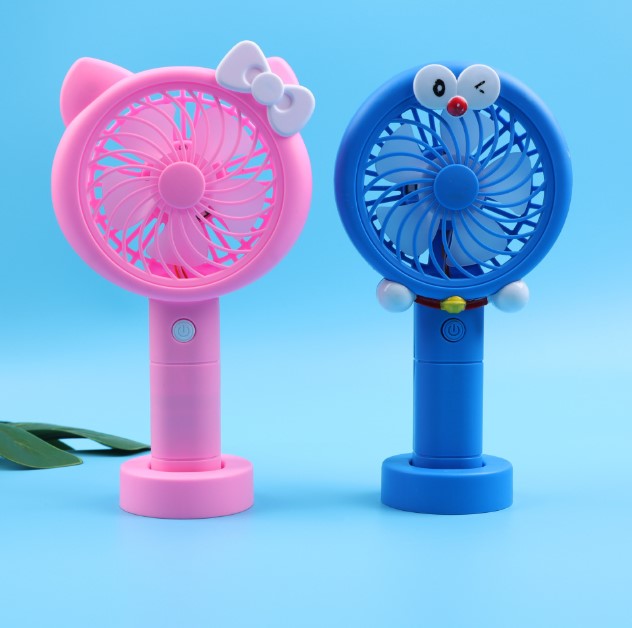 Quạt mini sạc tích điện cầm tay hình Doraemon, Mèo Hello Kitty